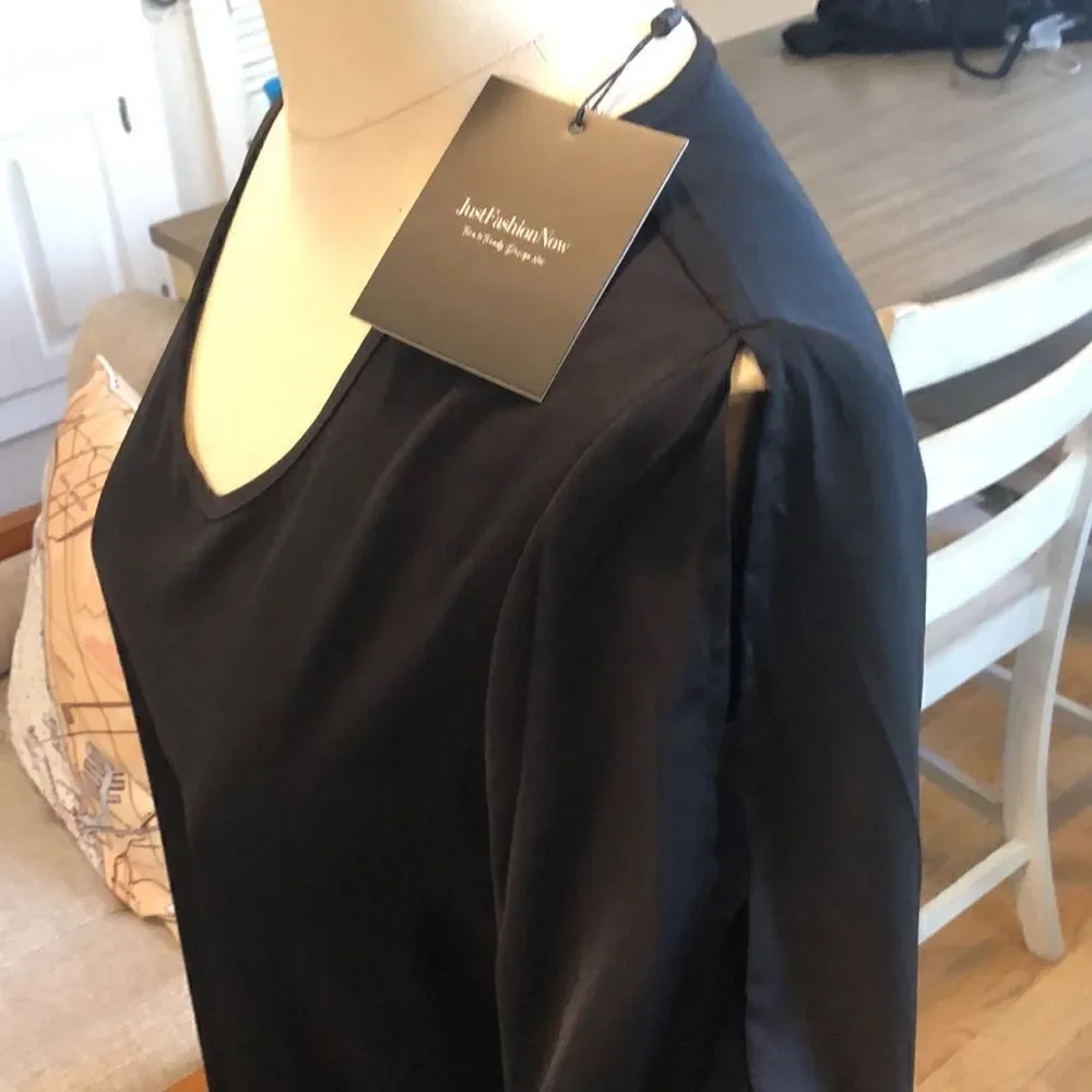 Gorgeous Black Dress Shoulders Cutout Twist 🪩 💃 NWT Cotton Blend Comfort!